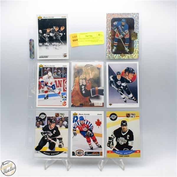 8 WAYNE GRETZKY CARDS L.A. ALLSTARS CANADA RANGERS