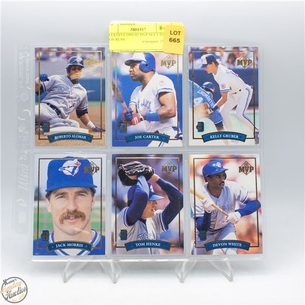 BLUEJAYS 1991-92 MVP SET 1 TO 6 DON RUSS