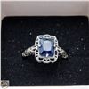 Image 1 : .925 SILVER RING WITH BLUE GEMSTONE, SIZE 9.25