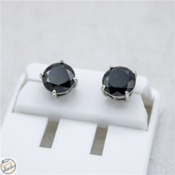 NEW SILVER PLATED EARRINGS WITH BLACK STONES