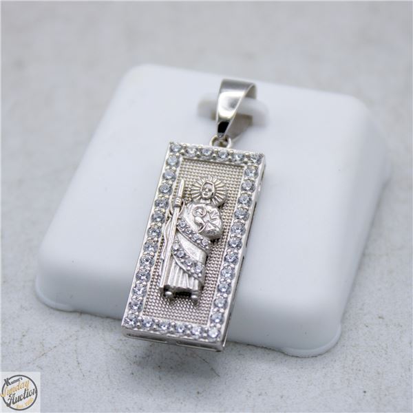 NEW SILVER PLATED RECTANGULAR PENDANT