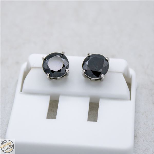 NEW SILVER PLATED EARRINGS WITH BLACK STONES
