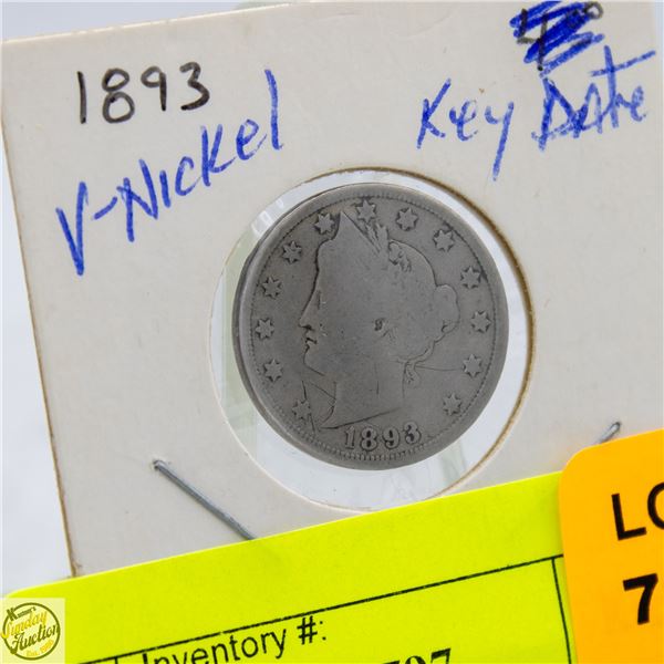 1893 LIBERTY HEAD V NICKEL KEY DATE