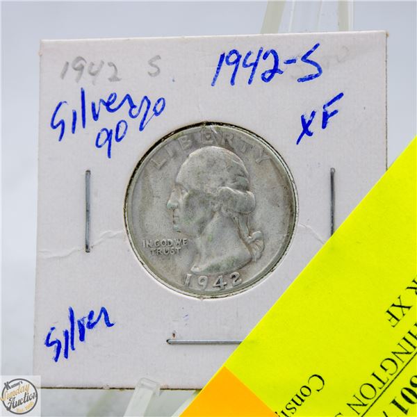 1942-S WASHINGTON SILVER QUARTER