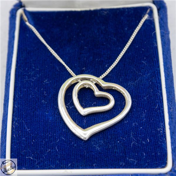 STERLING NECKLACE W/ 925 SILVER DOUBLE HEART