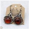 Image 1 : SILVER PLATED EARRINGS W/ AMBER