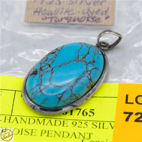 NEW HANDMADE 925 SILVER TURQUOISE PENDANT