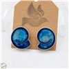 Image 1 : HANDMADE 925 SILVER EARRINGS W/ BLUE AGATE
