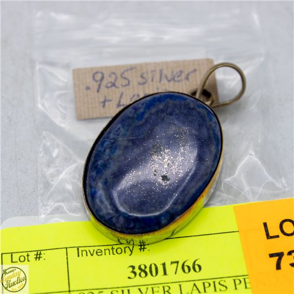 LARGE 925 SILVER LAPIS PENDANT