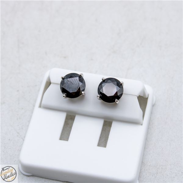NEW SILVER PLATED EARRINGS WITH BLACK STONES