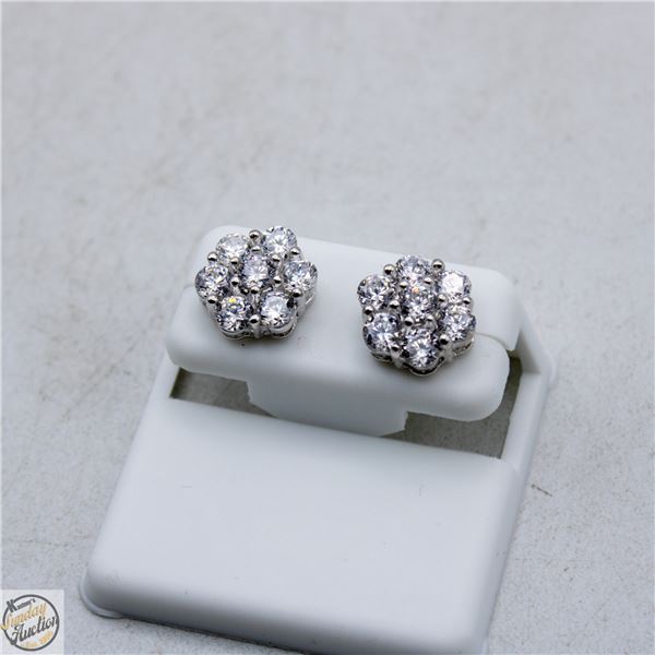 NEW SILVER PLATED FLOWER SHAPED STUD EARRINGS