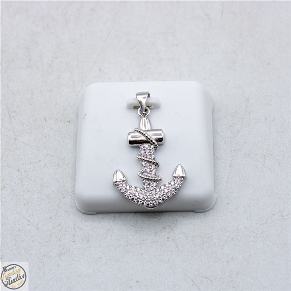 NEW SILVER PLATED SHIPS ANCHOR SHAPED PENDANT