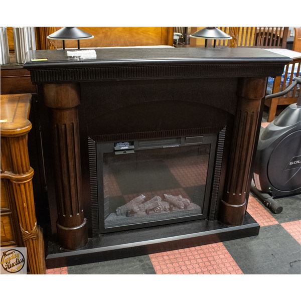WOOD FIREPLACE MANTEL W/ REMOTE 46"X53"X12"