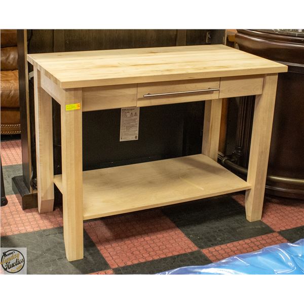 LIGHT WOOD PREP/CRAFT TABLE WITH DRAWER
