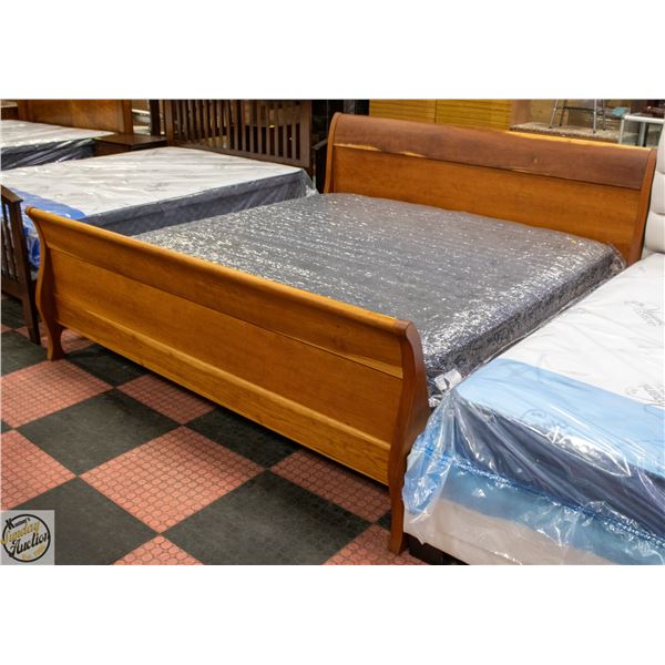 KING SIZE SOLID CHERRY WOOD SLEIGH BED FRAME