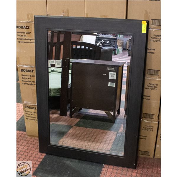 WOOD FRAMED BEVELLED GLASS WALL HANG