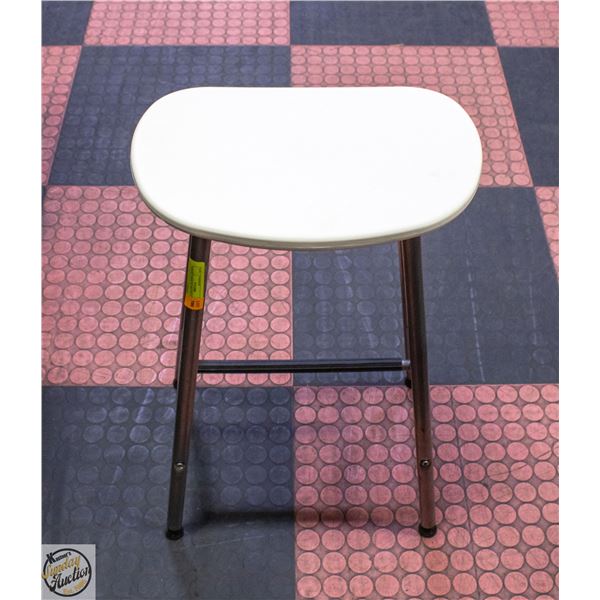 WHITE STOOL W/ METAL LEGS 24" TALL