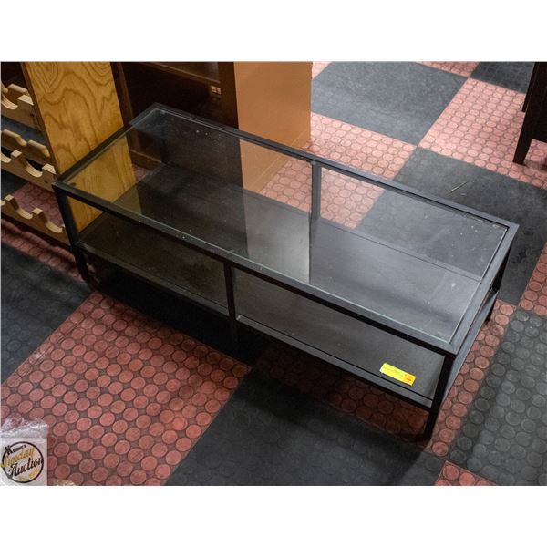 SMALL GLASS COFFEE TABLE H-12.5" W-16" L-39.5"