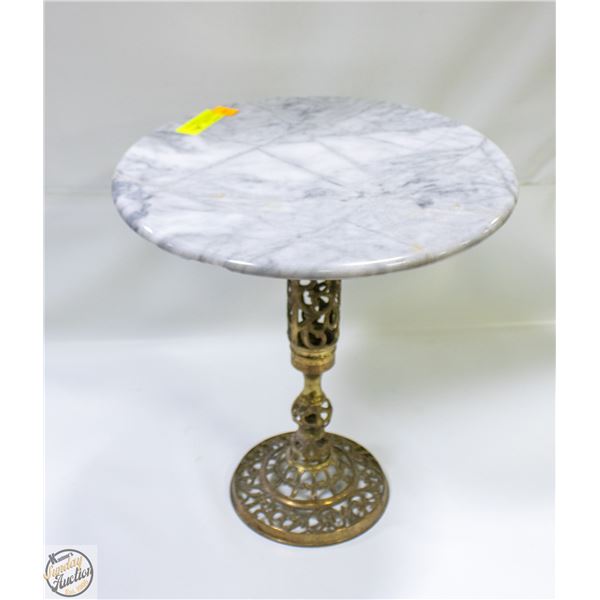 BRASS MARBLE TOP TABLE HOLLYWOOD REGENCY STYLE