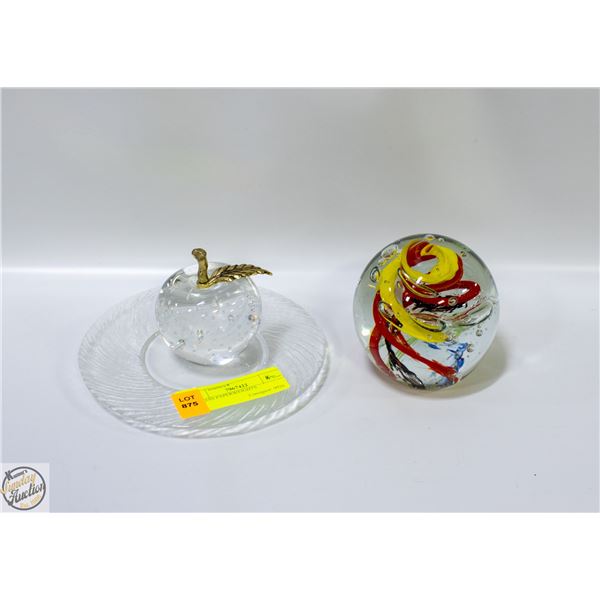 2 GLASS PAPER WEIGHTS