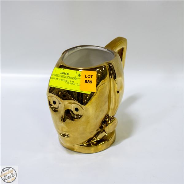 STARWARS C-3PO GOLDTONE CERAMIC MUG DISNEY 5"H