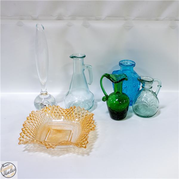 LOT OF VINTAGE COLOURED GLASS