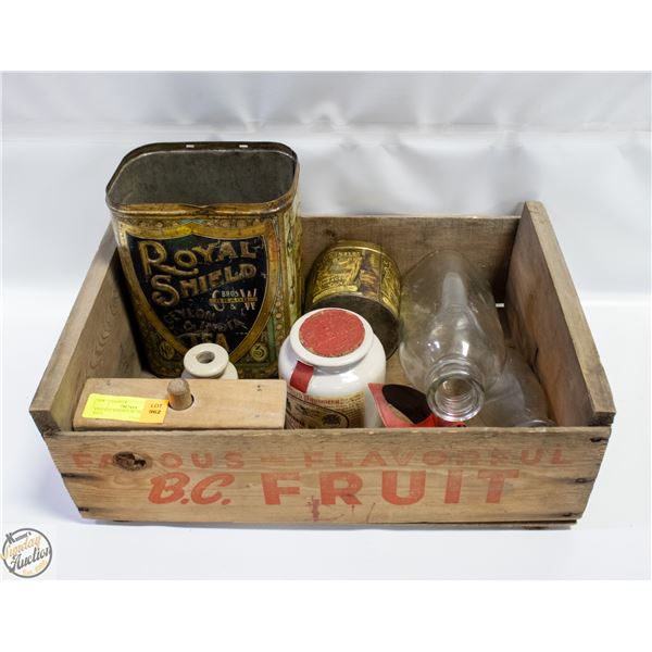 VINTAGE WOODEN BC FRUIT BOX WITH