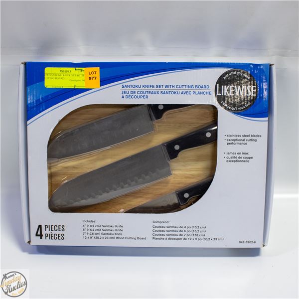 NEW SANTOKU KNIFE SET WITH CUTTING BOARD