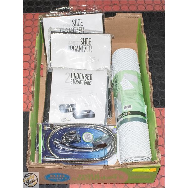 BOX WITH TWO NEW 10 POCKET SHOE ORGANIZERS,