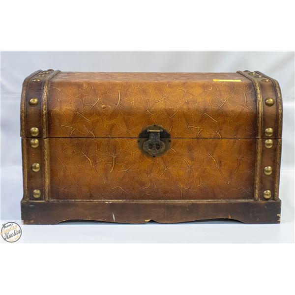 VINTAGE SOLID WOOD LEATHER WRAPPED
