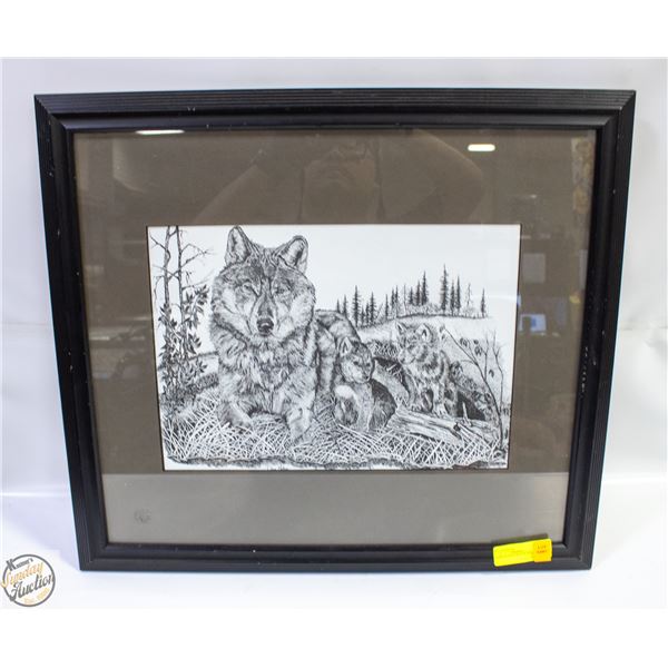 SIGNED FRAMED BLACK AND WHITE