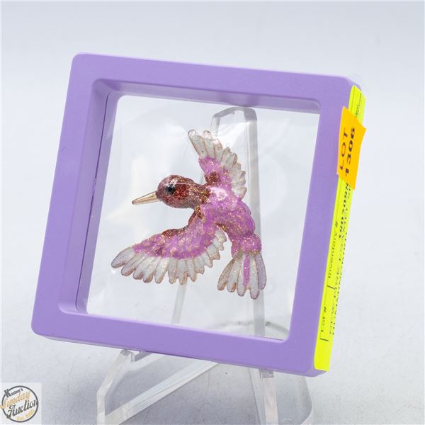 NEW PINK ENAMEL SPARKLE HUMMINGBIRD