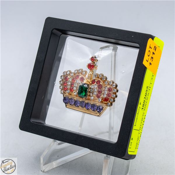 NEW CROWN BROOCH 1.34”X1.46” ENCRUSTED