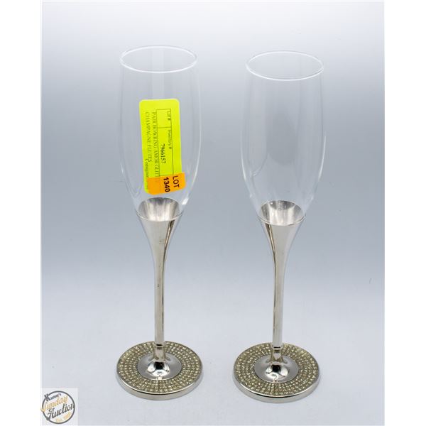 PAIR BOWRING AMOR GLITTER CHAMPAGNE FLUTES