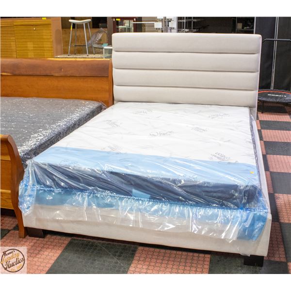 OFF WHITE QUEEN SIZE PADDED HEADBOARD BEDFRAME