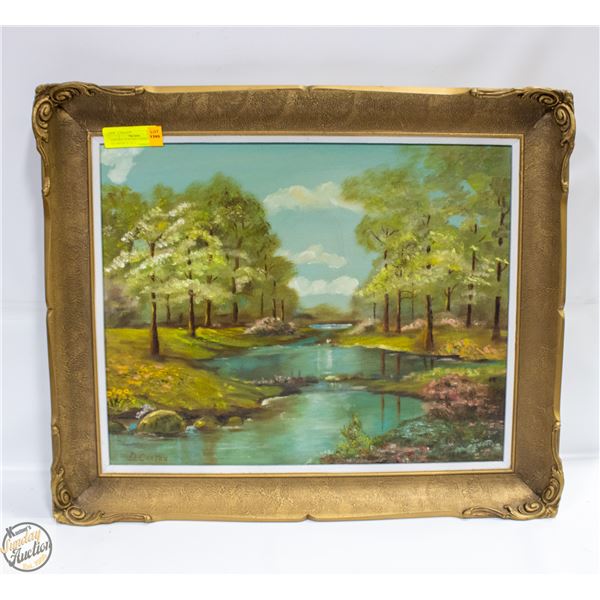 VINTAGE AUTUMN LANDSCAPE BY D.CARTER 25" X 21"