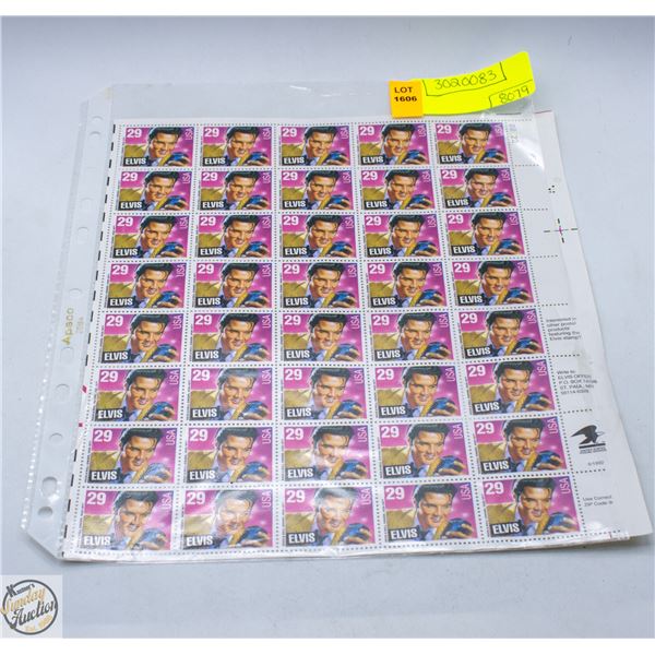 UNCUT SHEET OF ELVIS POSTAGE STAMPS