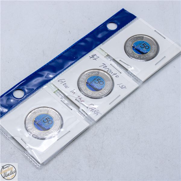 3X$2 GLOW IN THE DARK TORONTO 150 TOONIES