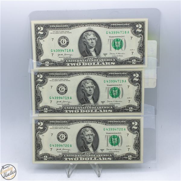 3X$2 USD MINT UNCIRCULATED CONSECUTIVE