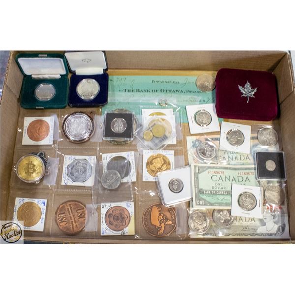 BIG BOX OF COINS & BANK NOTES
