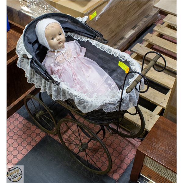 VINTAGE DOLL AND CARRIAGE