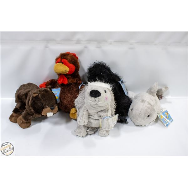 5 NEW OLD STOCK WEBKINS STUFFIES WITH ONLINE CODES