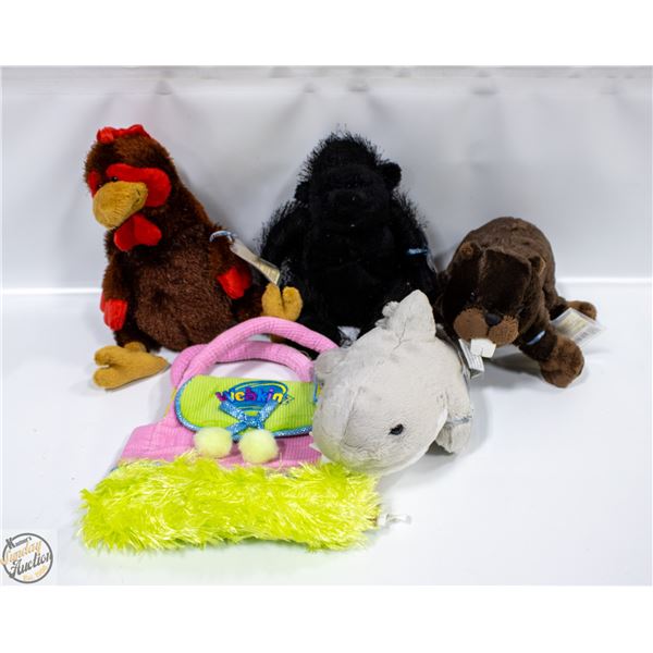 5 NEW OLD STOCK WEBKINS STUFFIES WITH ONLINE CODES