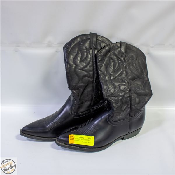 BLACK COWBOY BOOTS SIZE 8.5 (SI-9451 INNER