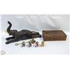 Image 1 : LEATHER WRAPPED ELEPHANT + 4 MINIATURE