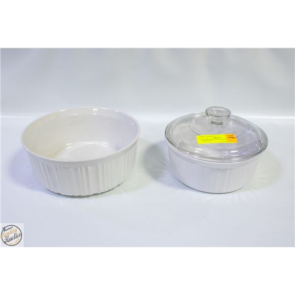 CORNINGWARE BAKING DISHES (1 WITH LID)