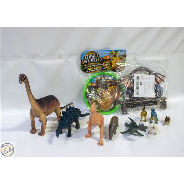 BOX OF DINOSAURS+DRAGON WALL HANGING NEW