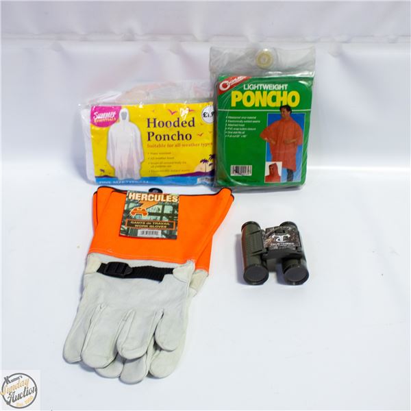 NEW WORK GLOVES + 2 NEW PONCHOS +