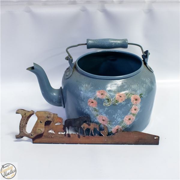 VINTAGE "TEA POT" HAND PAINTED DESIGN +