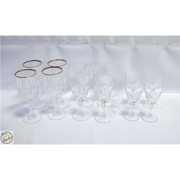 CRYSTAL GLASSES, HEAVY, SET OF 4 , WINE,